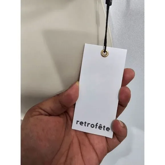 Retrofête Blue Romano Denim Halter Neck Duncan Cropped Top Size Large - Picture 3 of 5